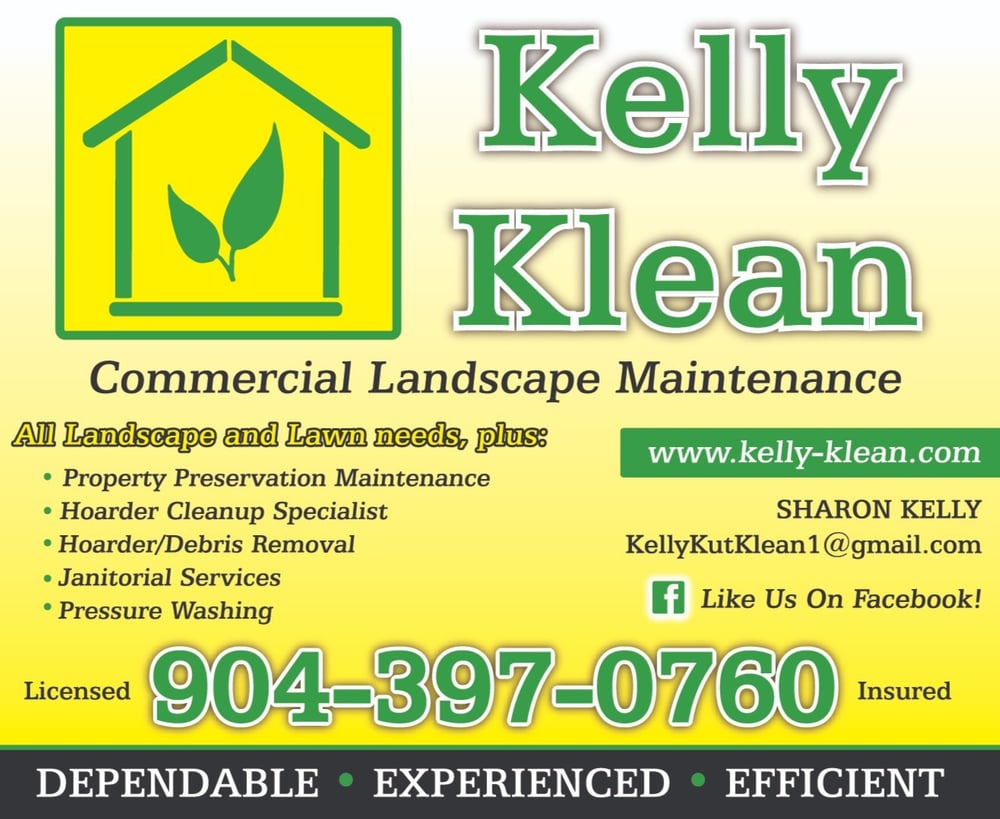 kelly klean commercial lawncare, landscape maintenance, hoarder clean out, debris removal, property preservation